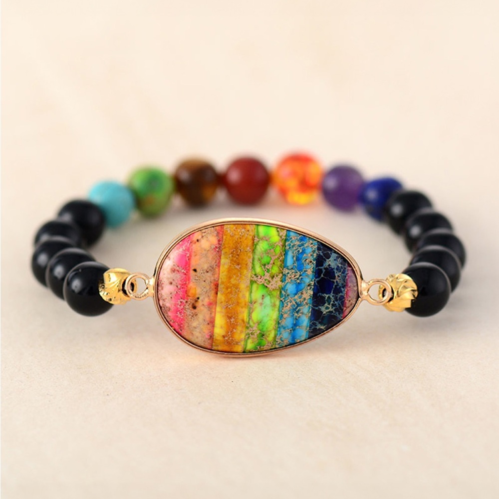 Geometric Multi-Color Beaded Bracelet - Picture 2 of 3